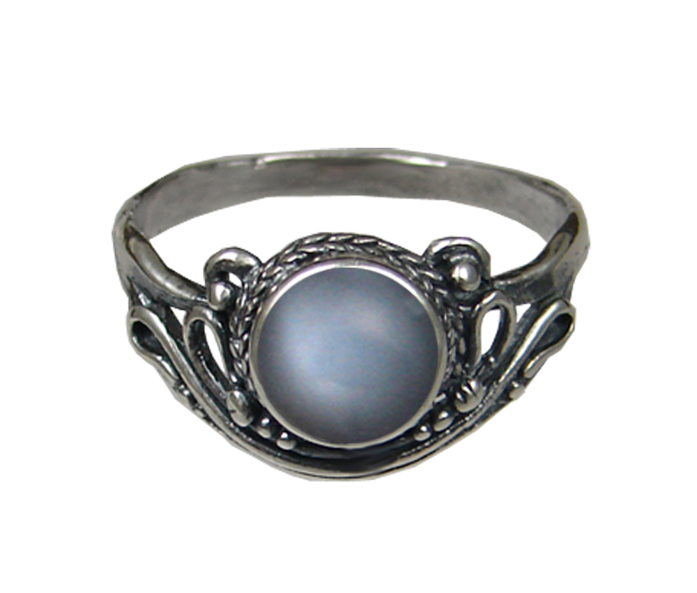 Sterling Silver Ring with Grey Moonstone Size 5